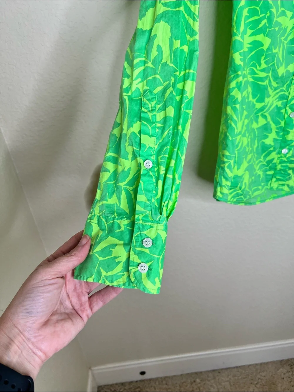 NTM: J.Crew Boy Shirt Tropical Floral Polynesian Green Button Down Size 4